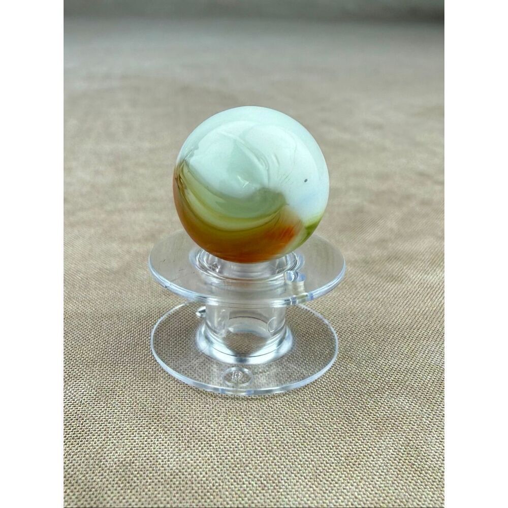 Vintage Marble Patch and Ribbon Type Import Green Orange While Swirl